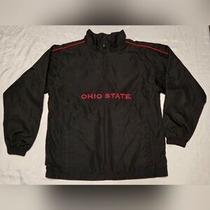 Vtg Ohio State Qtr Zip Pullover Red Oak Size 12/14 Youth Black/Red Lined Pockets